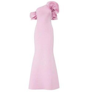 Badgley Mischka Lilac One Shoulder Ruffle Formal Flower Gown 12